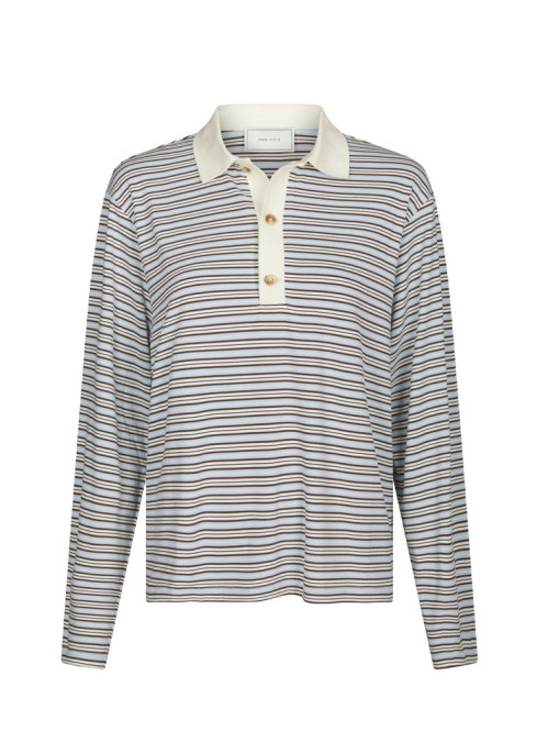 Lirenne striped polo blouse lt blue 