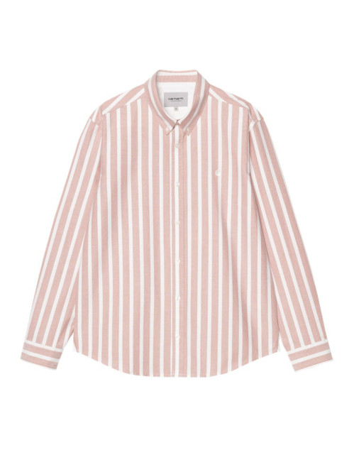 Deven ls shirt deven stripe oxide red wht 