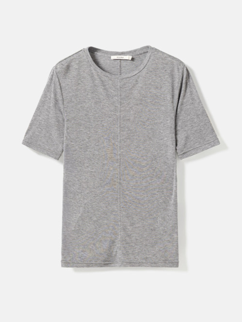 Lyocell wool short sleeve top mid grey 