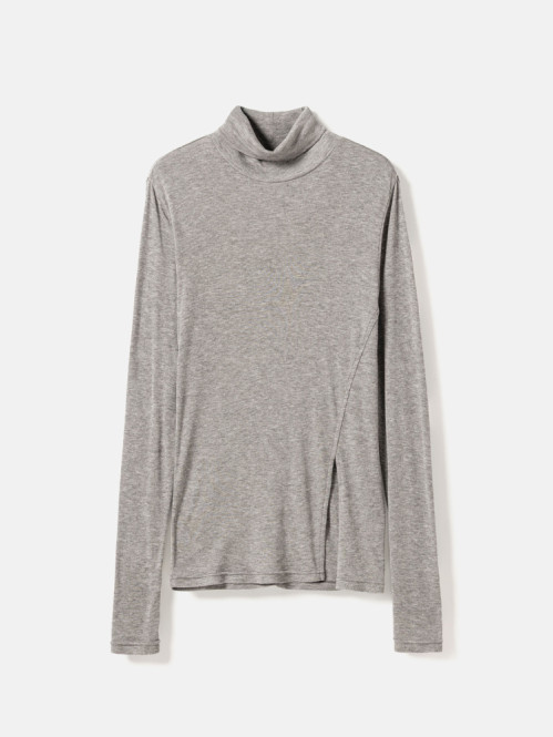 Lyocell wool turtleneck top mid grey 