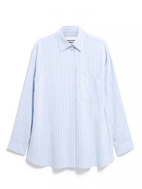 Maalgaa lino striped shirt silky blue 