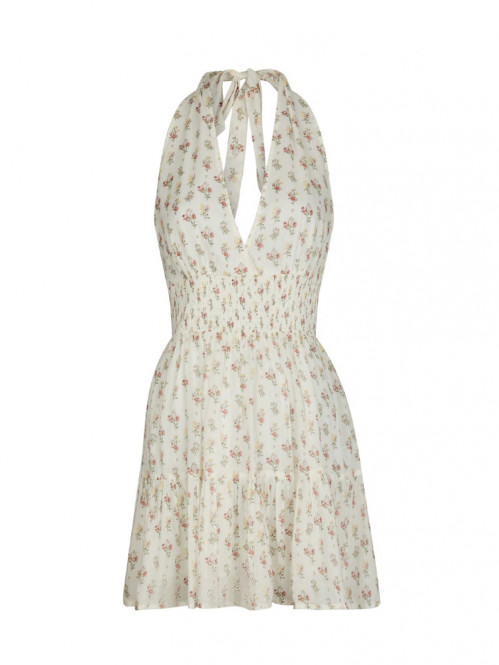 Magda fine print dress creme 