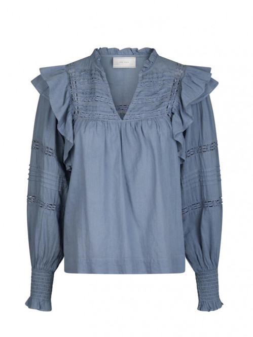 Mauri s voile blouse smoke blue 