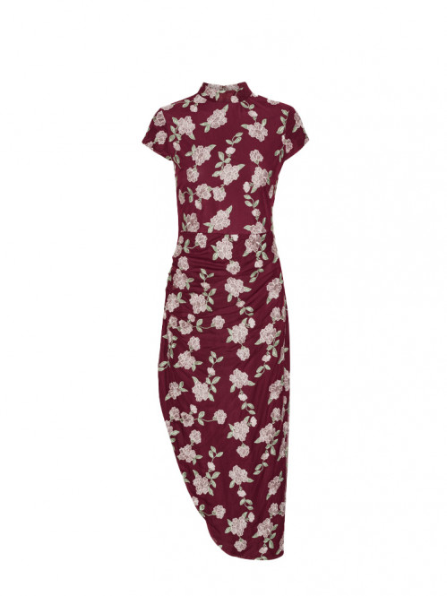 Mesh asymmetric dress zinfandel 