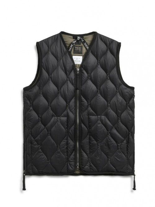 Military v neck down vest black 
