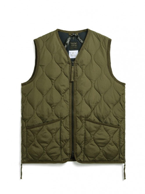 Military zip v neck vest olive 