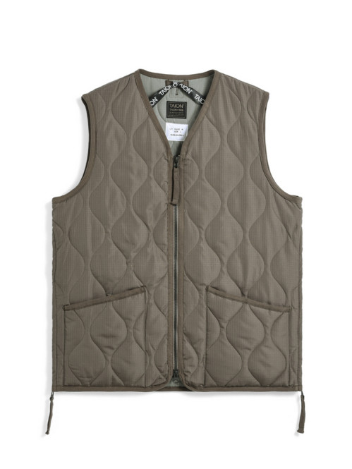 Military zip v neck vest mocha 