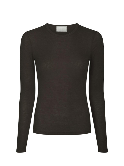 Nella fine rib blouse dark brown 