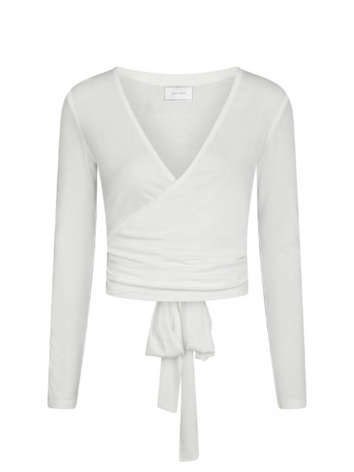 Nia jersey wrap blouse white S