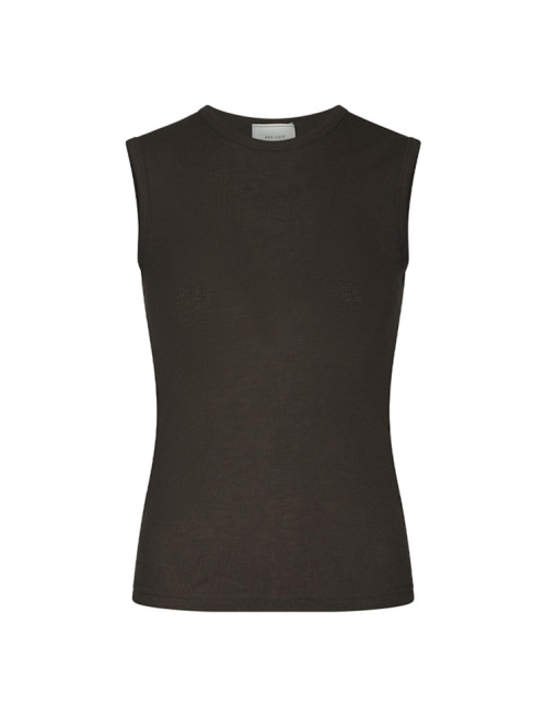 Nimbi fine rib top dark brown 