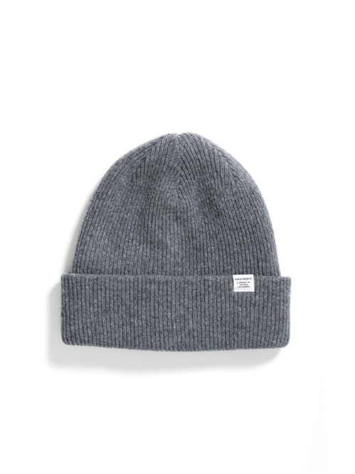 Merino lambswool beanie grey mel OS