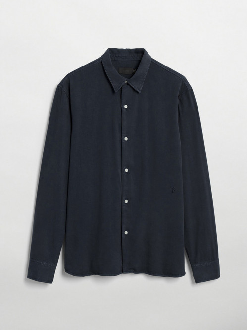 Ossian garment dyed tencel shirt dk navy 