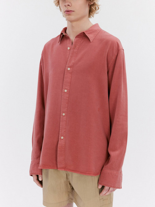 Ossian garment dyed tencel shirt raspberry L