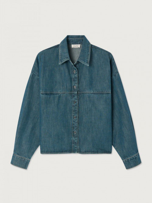 Ozy 06a denim blouse medium green XS/S