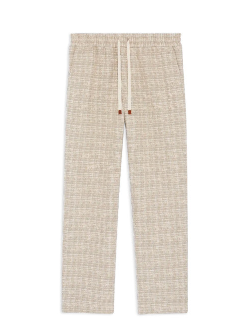 Pantalon elastique tweed dk sand 