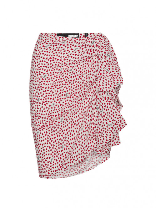 Printed mini ruffle skirt happy hearts 