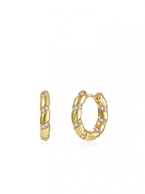 Pave huggie hoops gold OS