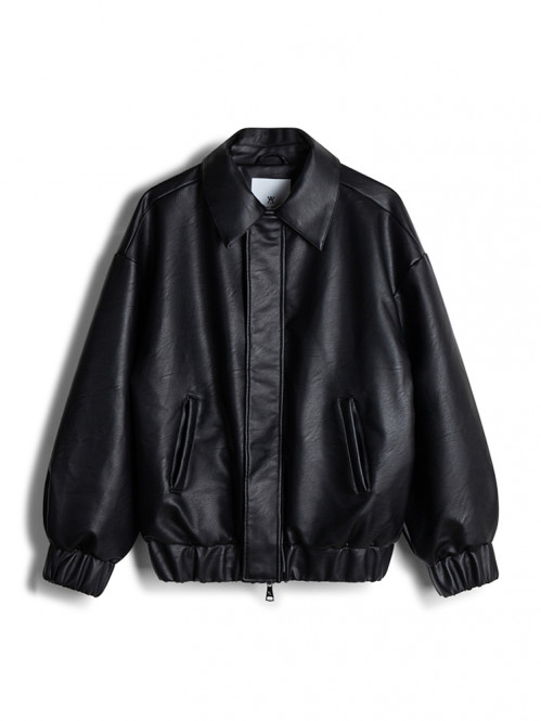 Puff paddy faux l jacket black 