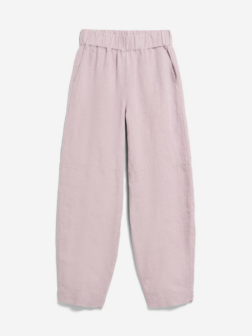 Pure linen pull on barrel pant pink mist 