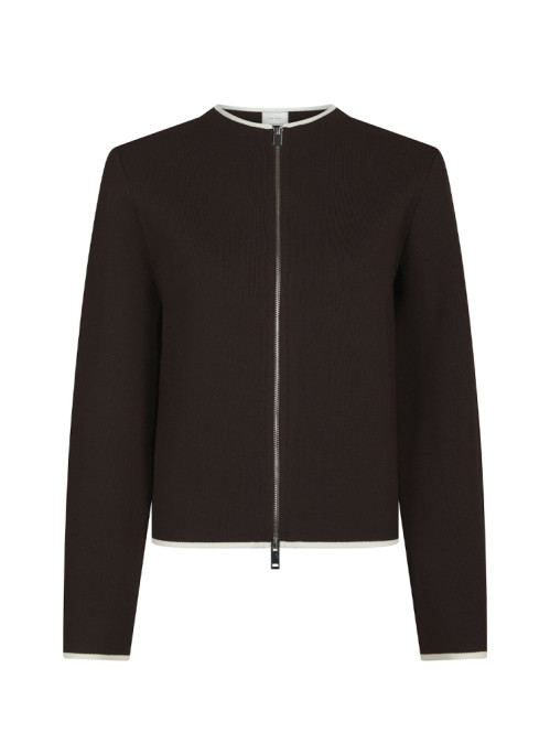 Quiana two-way zip knit jacket dk brown 