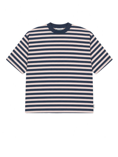 Striped oversize tee navy rose 
