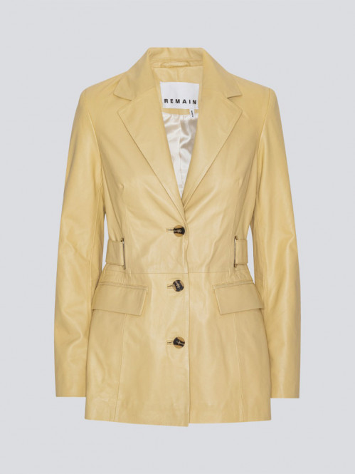 Slim leather blazer straw yellow 