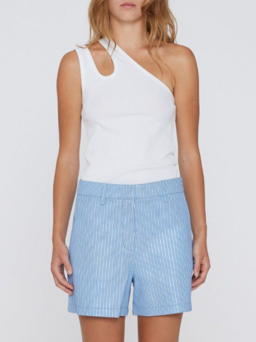 Rib jersey cut-out top white 