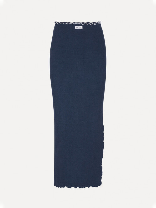 Rib long midi skirt navy blaze 