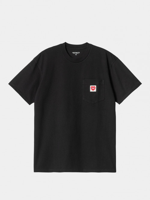 W ss pocket heart tshirt black 