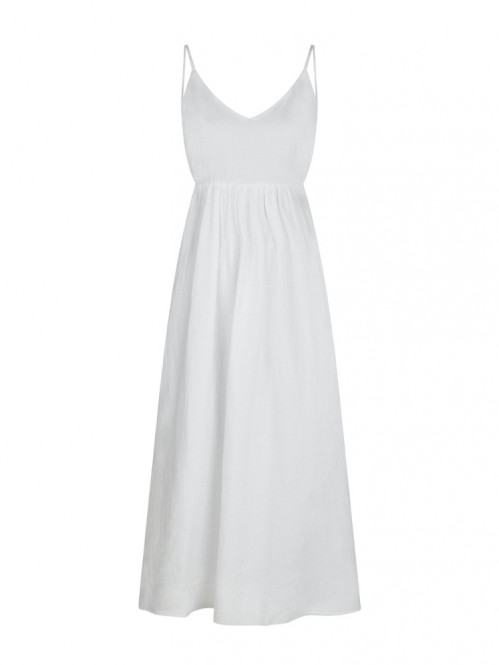Savani long linen dress white 