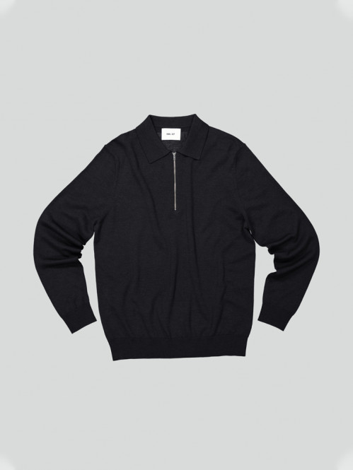 Sergio knit zip polo black L