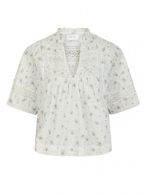 Siama dobby flower blouse off white 