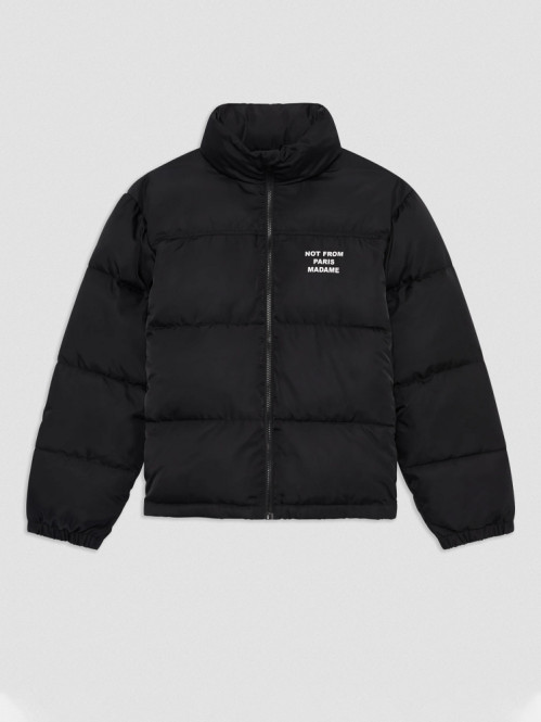 Slogan puffer jacket black 