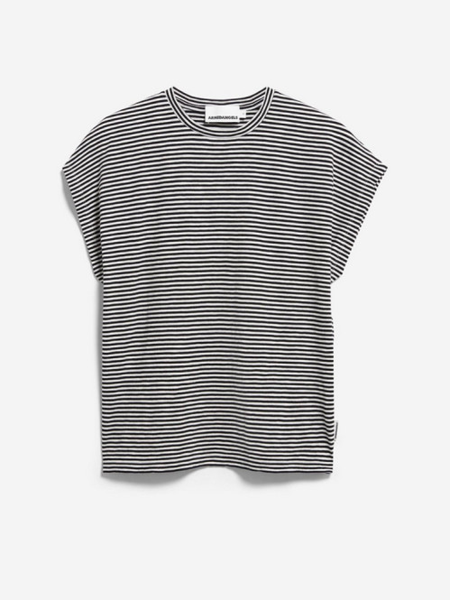 Slub jersey stripe t-shirt black oatmilk 