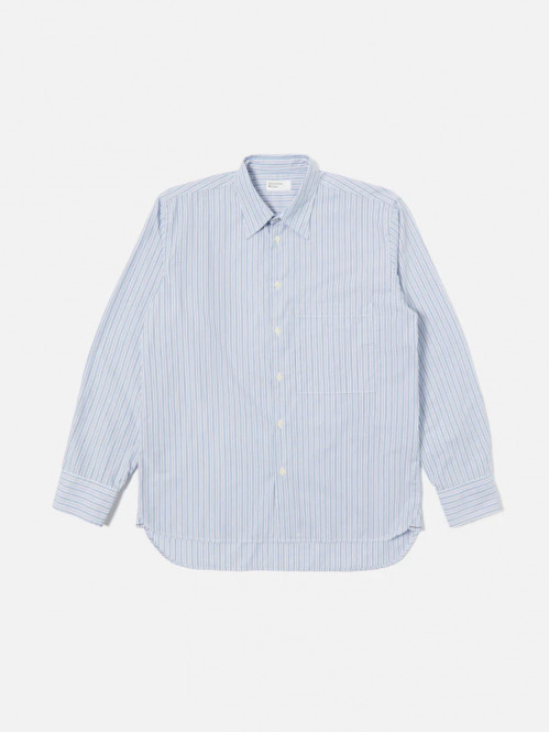 Square pocket shirt blue stripe 
