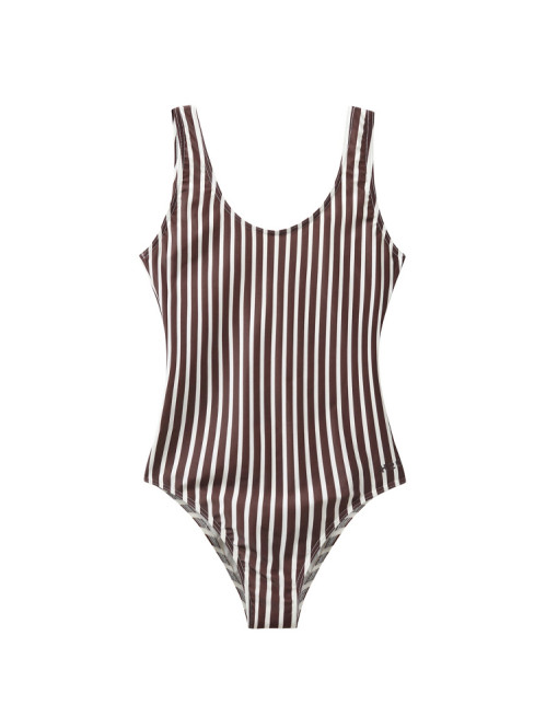 Stripe swimsuit brown 