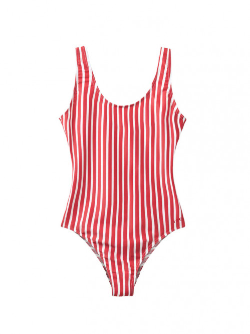 Stripe swim suit red 