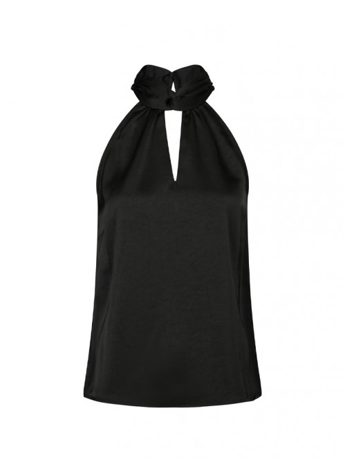 Svala heavy sateen top black 