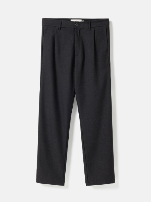 Tapered pleated melange pants black mel 