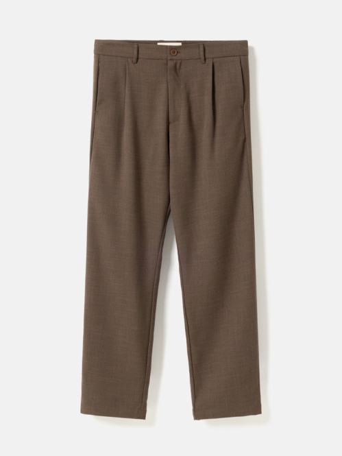 Tapered pleated melange pants brown mel 