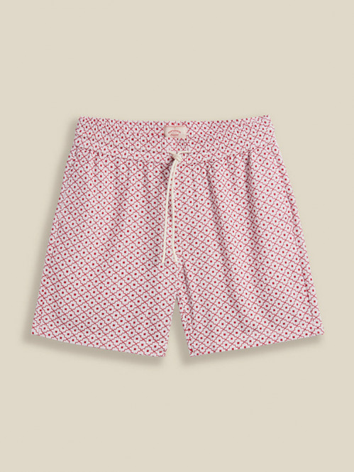 Tile shorts wht red 