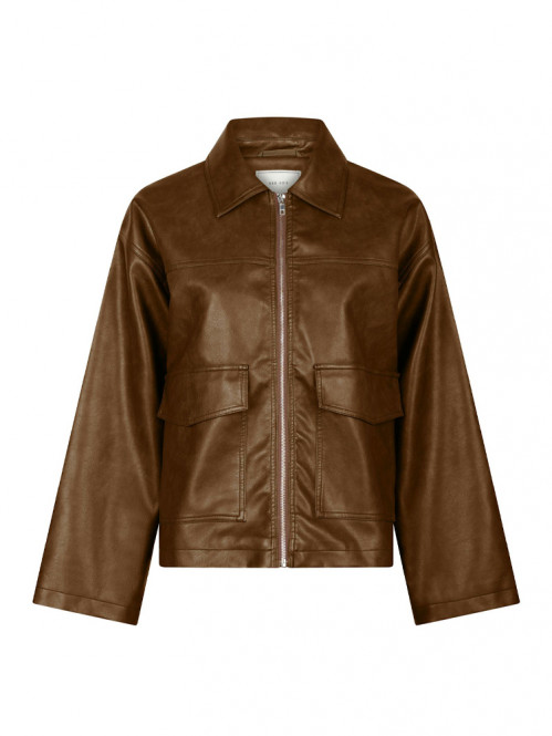 Titan faux leather jacket lt brown XS