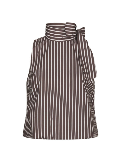 Veda wide stripe top dk brown 