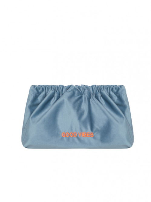 Velvet clutch good vibes 