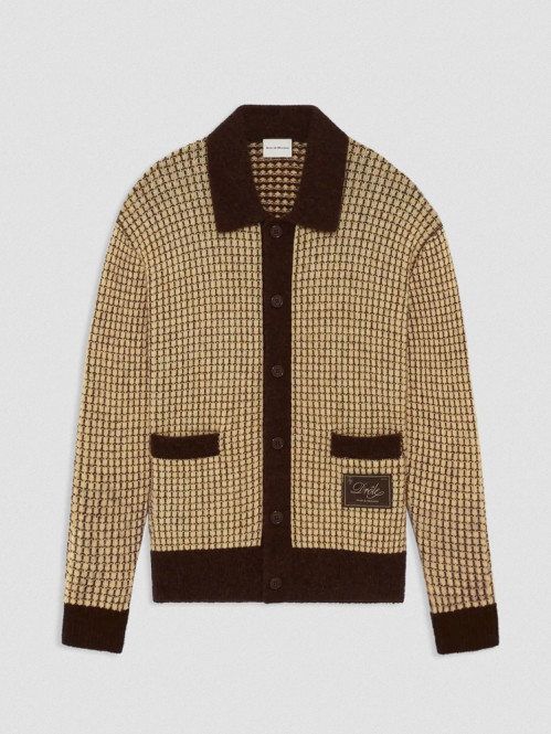 Waffle knitwear cardigan yellow 