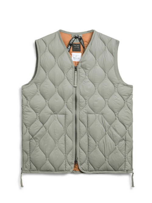 Military v neck w down vest d sage green 