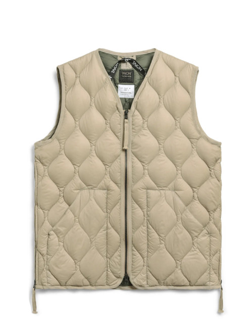 Military v neck w down vest g beige 