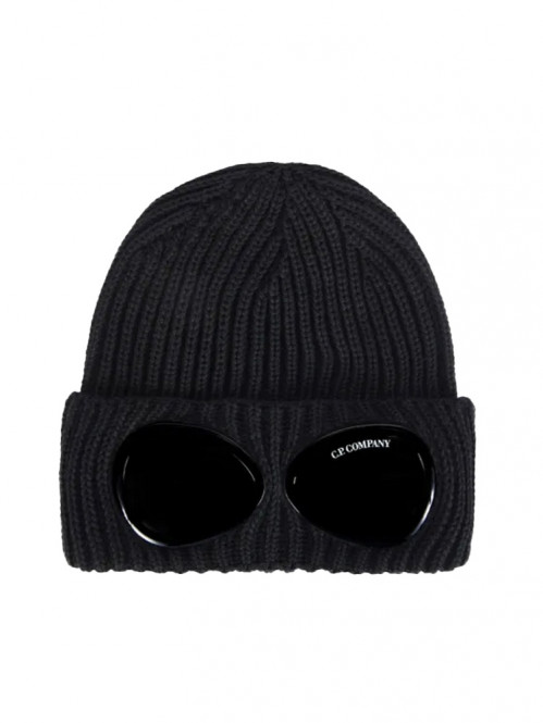 Merino wool goggle beanie black 