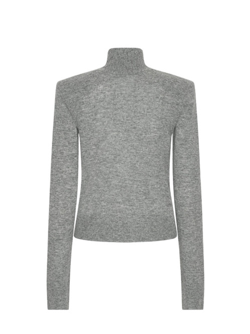 Wool bow ls top frost grey 