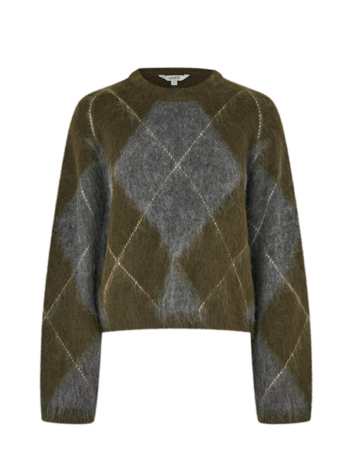Zelie-m brush artwork pullover argyle olive 